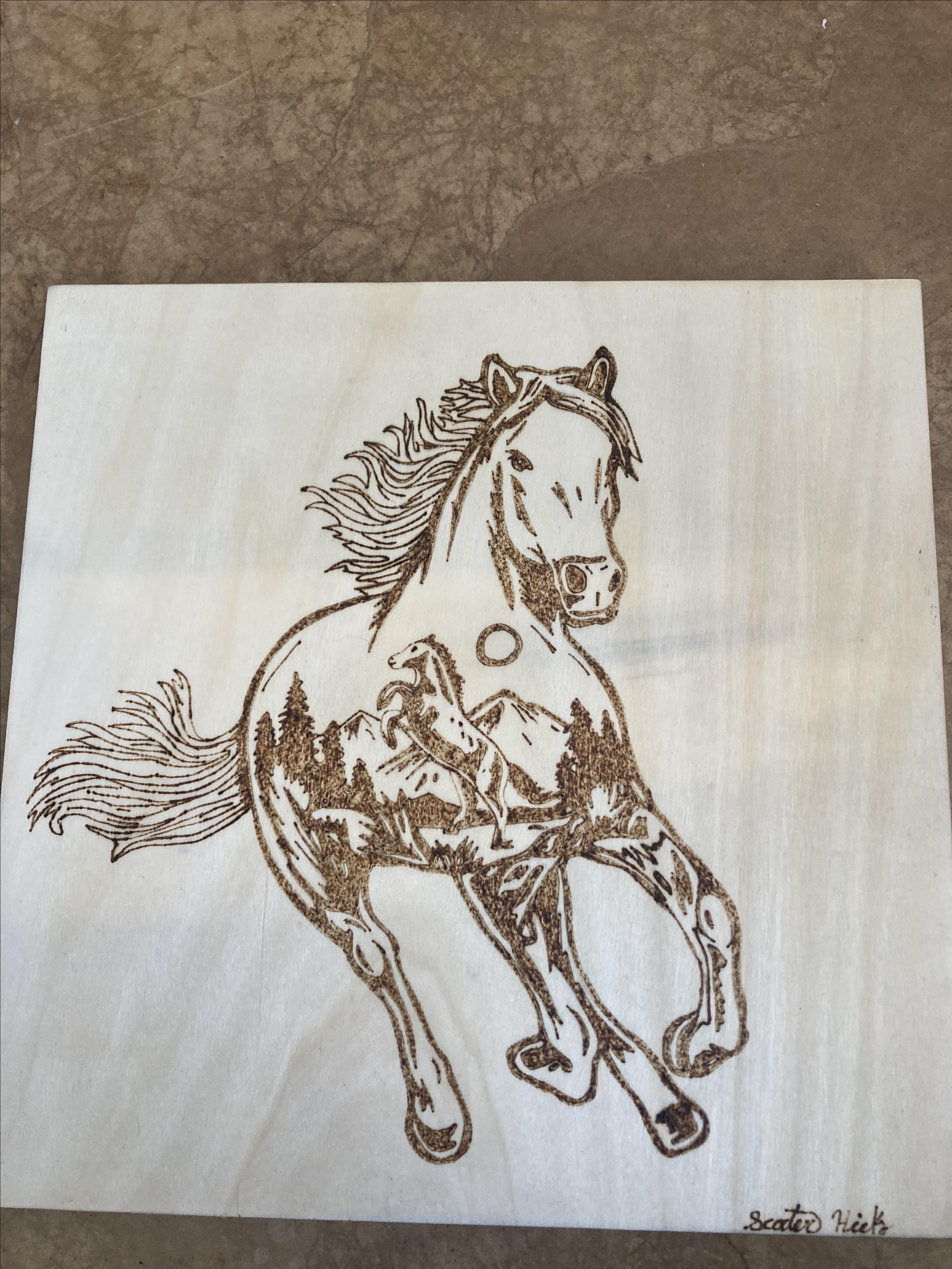 Buy Custom Running Horse Wood Burning, made to order from Rocky ...