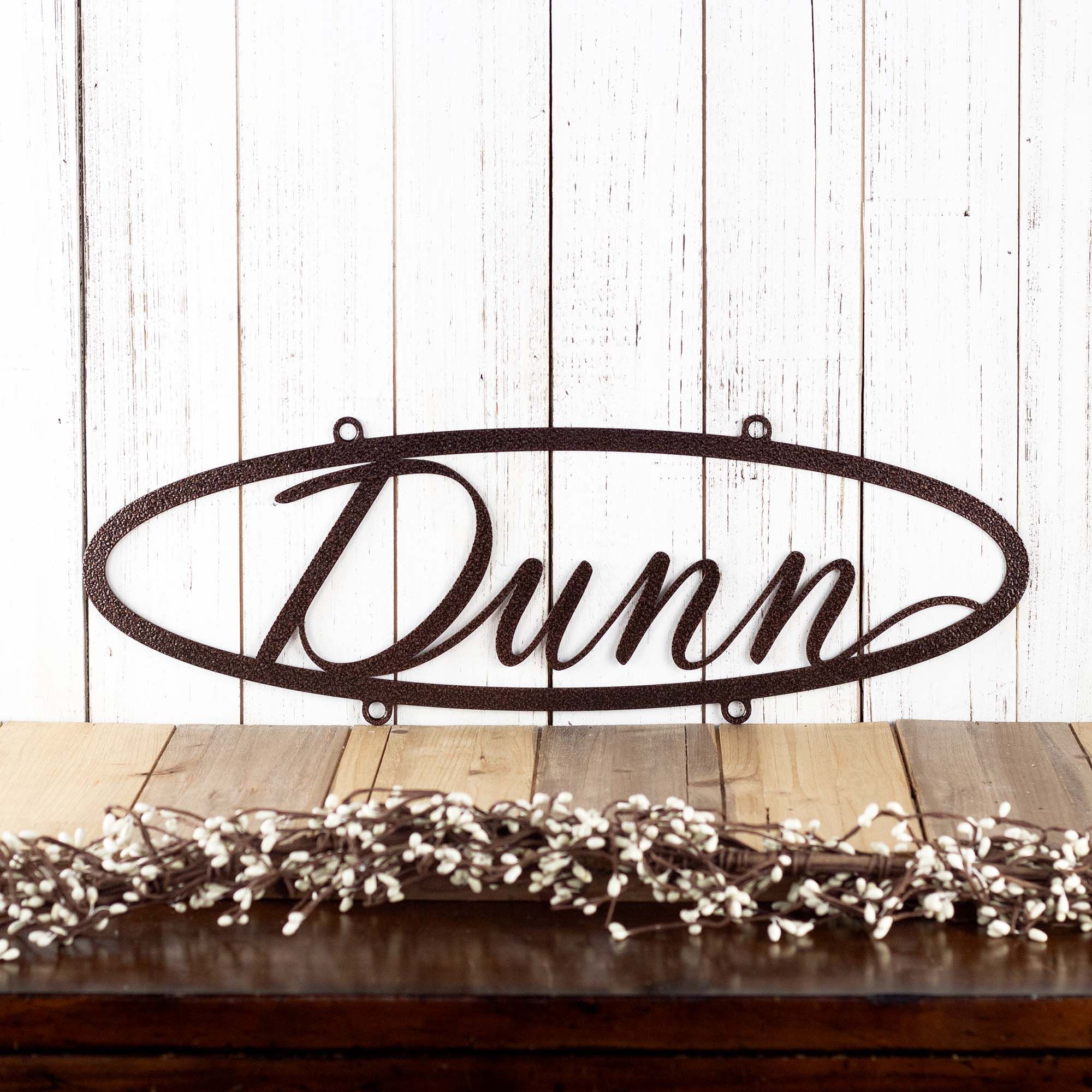 Buy Hand Crafted Custom Family Name Oval Metal Sign, Laser Cut, Steel