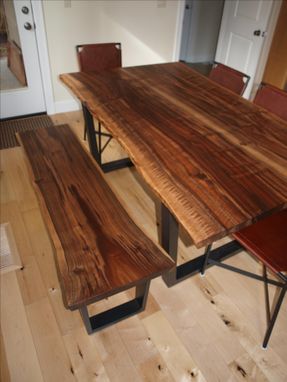 Custom Made Live Edge Walnut Table & Bench