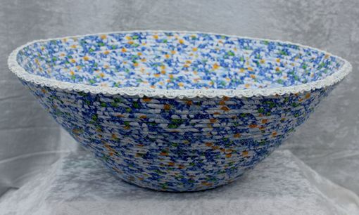 Custom Made Fabric Bowl - Fabric Art - Home Decor - Wrapped Clothesline - Large Daisy V-Shaped Bowl