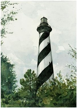 Custom Made Custom Lighthouse Watercolor Painting 5x7