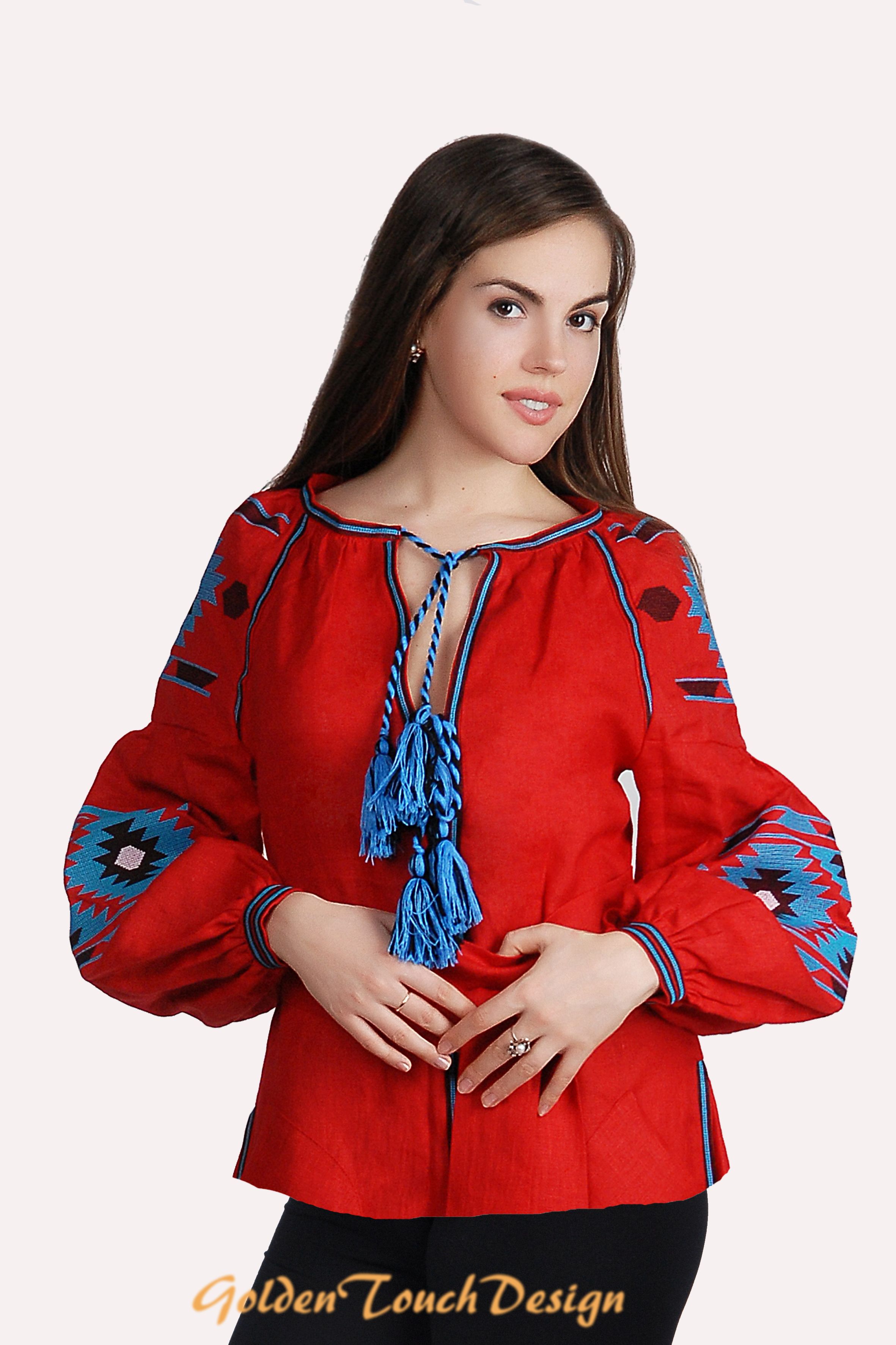 Buy Custom Linen Embroidered Blouse Ukrainian Blouse Doho Style Blouse