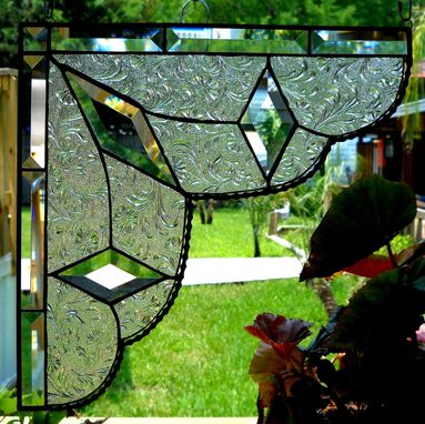 Custom Made Stained Glass Lace Curtain Pair Gingerbread Trim Corners Or Room Dividers