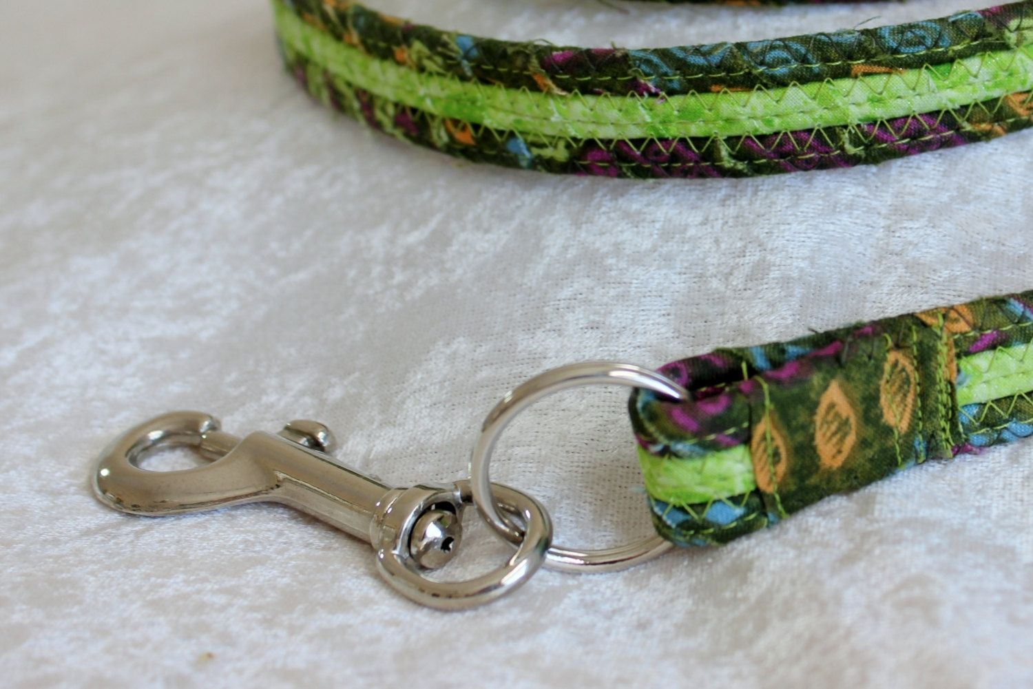 Hand Crafted Dog Leash. Fabric Wrapped Clothesline. Medium To Large Dog