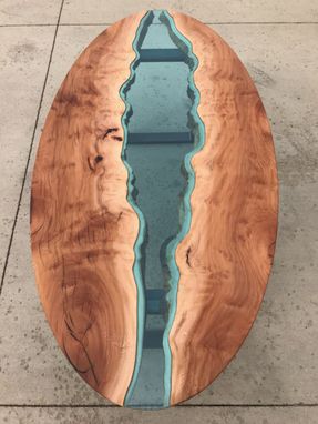 Custom Sycamore River Glass Table by Villella Custom 
