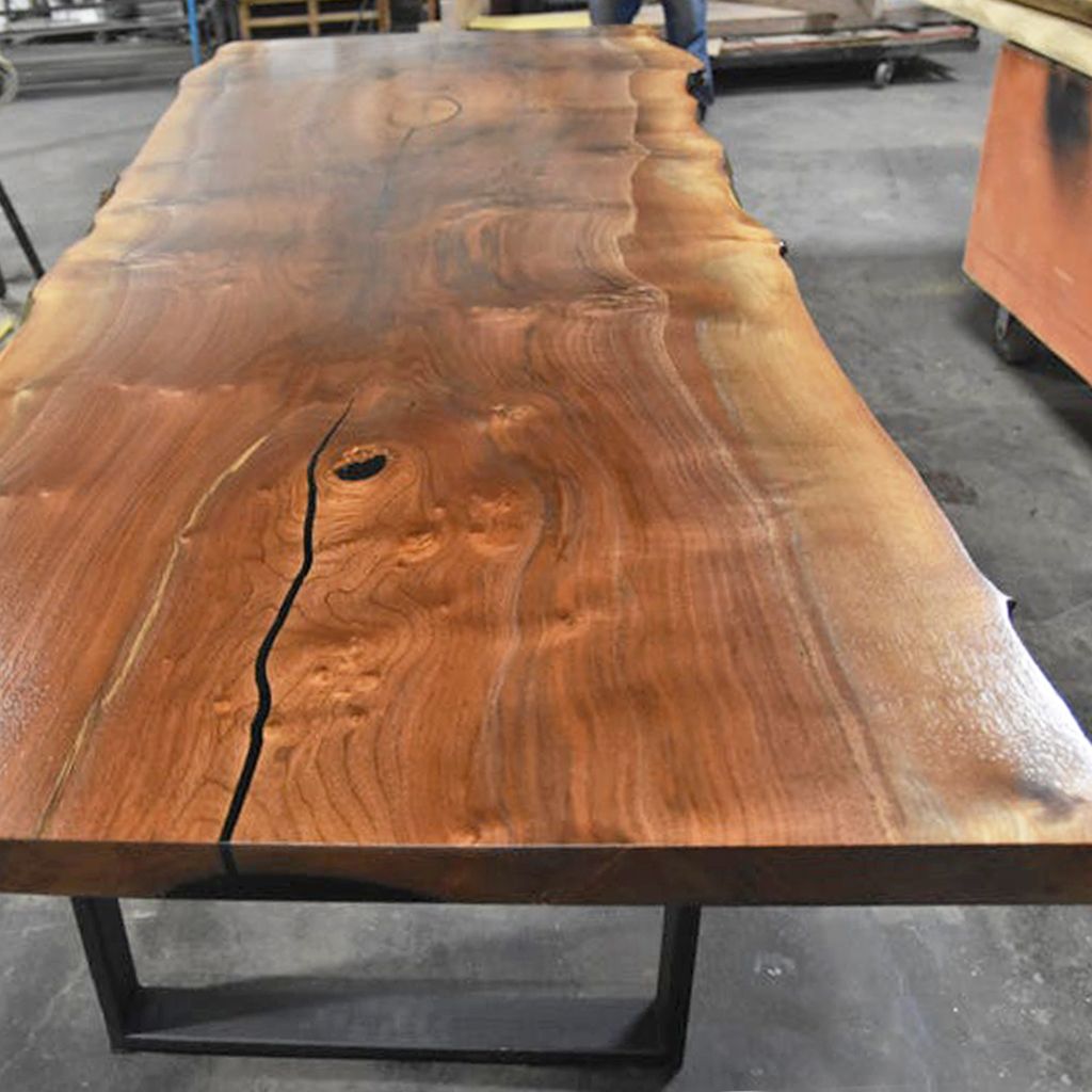 Hand Crafted Live Edge Dining Table Oregon Black Walnut by Chicago