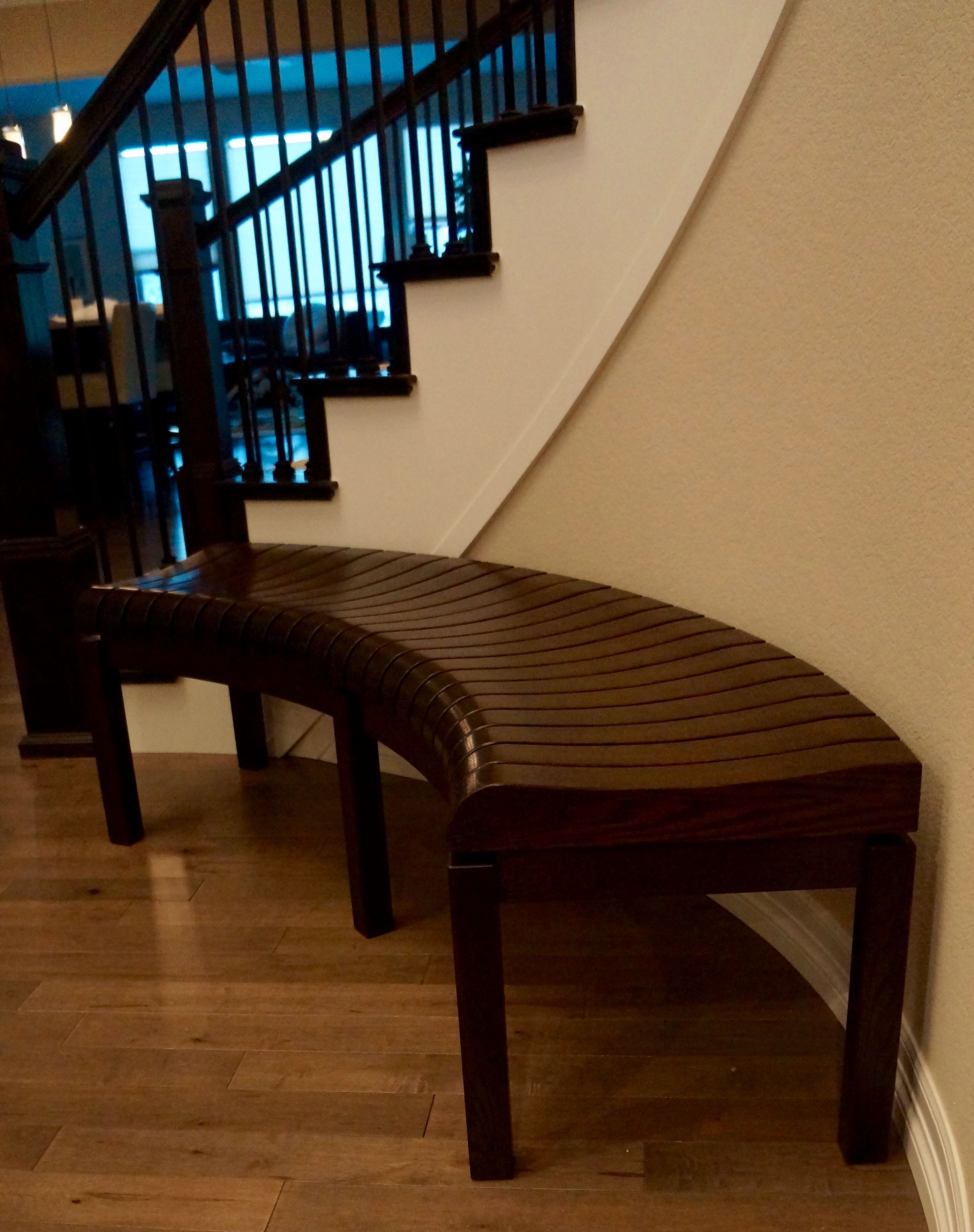 Custom Made Curved Hallway Bench by Gerspach Handcrafted Woodworks Llc