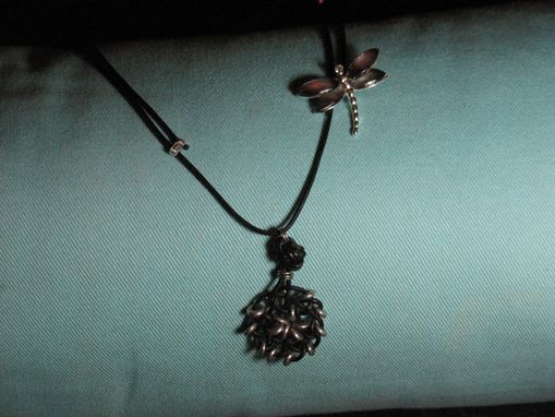 Custom Made Circle Of Life Leather Cord Necklace Knot With Dragonfly Pendant