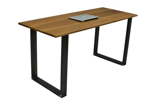 Custom Made Modern Office Desk, Oak Computer Desk, Desk With Metal Legs, Gaming Desk, Handmade Office Desk