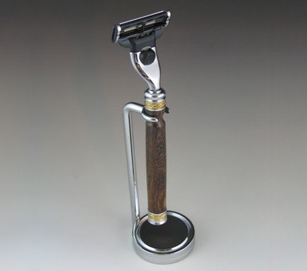 Custom Made Mach3 Majestic Shaving Razor, Blackwood Wood Handle