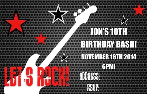 Custom Made Custom Rock And Roll Birthday/Work Party/Get Together Invitation! Perfect For A Rockin' Party!