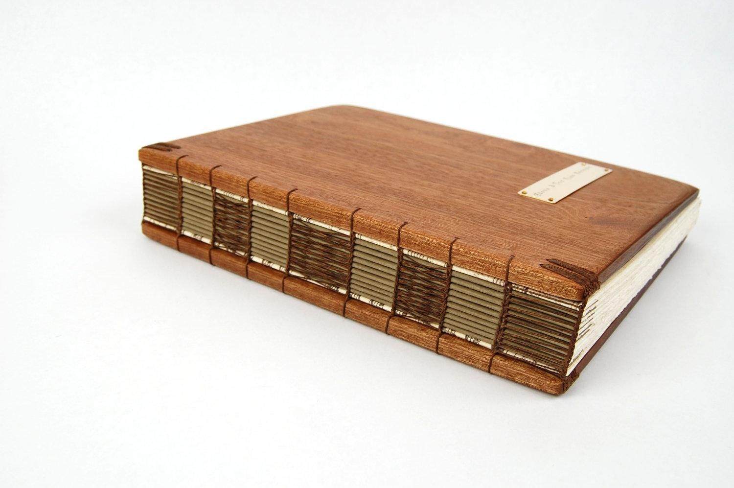 Custom Handmade Guest Book - Mahogany Wood Book - Large Rustic Wedding ...