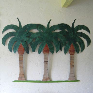 Custom Made Handmade Upcycled Metal Extra Large Palm Tree Wall Art Decor