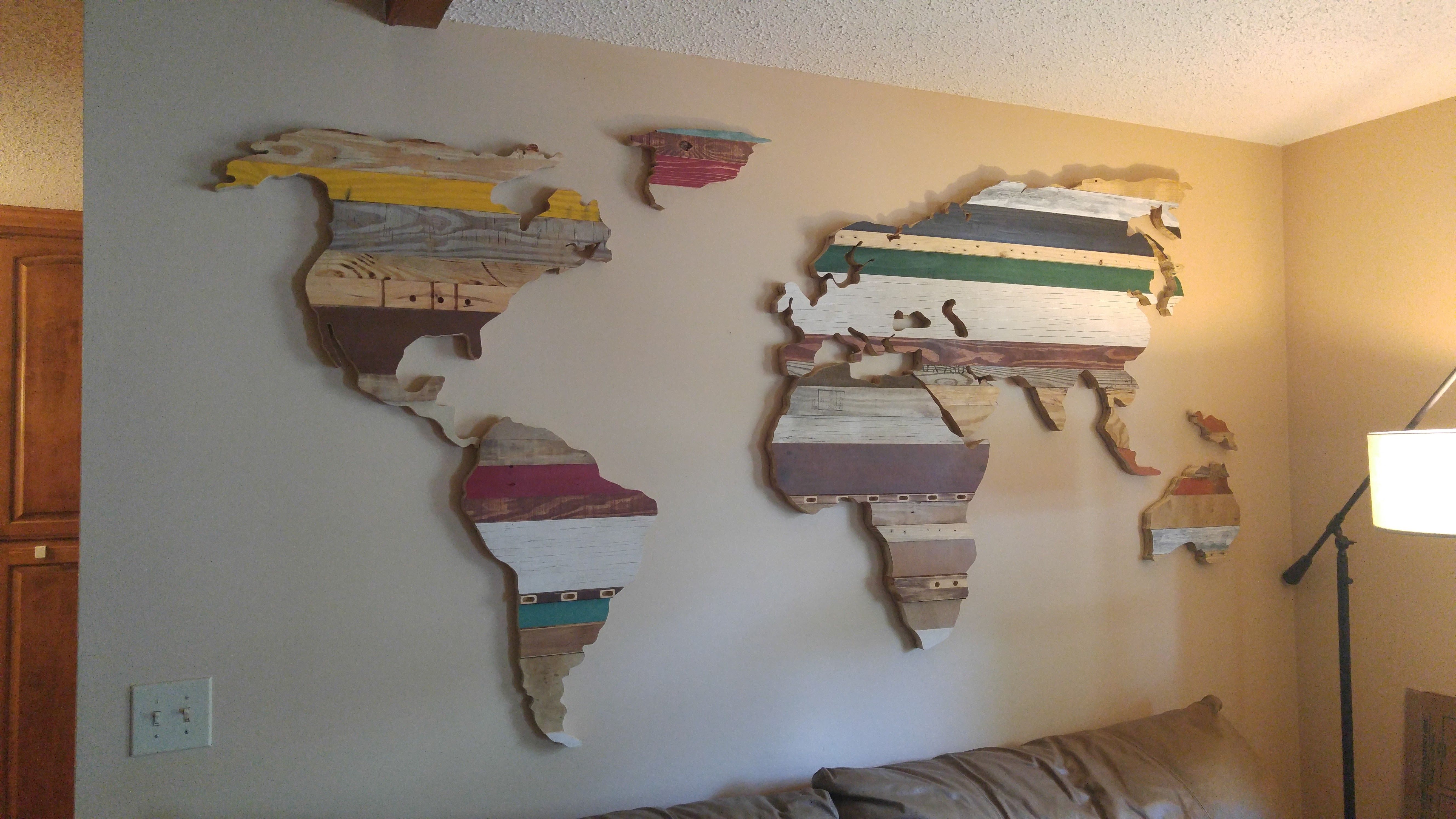 Buy a Custom Made Wood World Map, made to order from Will's Woodworks