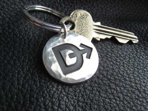 Custom Made Sterling Silver Key Chain Key Ring Key Fob With Ranch Brand Or Logo - 1 1/8