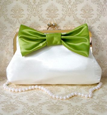 Custom Made Chic Yellow Clutch Purse With Big Damask Bow