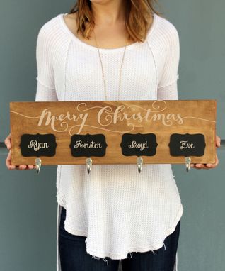 Custom Made Custom Christmas Stocking Hangers-Crchalk-Walnut-Xmas