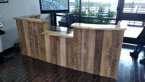 Custom Made Rustic Reclaimed Wood And Live Edge Reception Desk