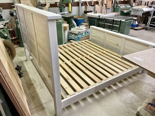 Custom Made "Whitewashed" King Size Platform Bed With Ship Lap Boards