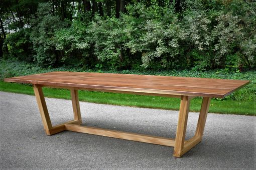 Custom Made Modern Elm And Walnut Dining Table
