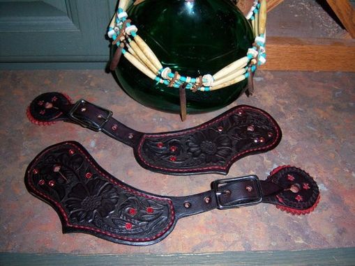 Custom Made Cowgirl Traditional Western Spur Leathers With Bling-(Spurs Not Included)