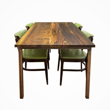 Custom Made Modern Brazilian Imbuia Dining Table With Raw Steel Base