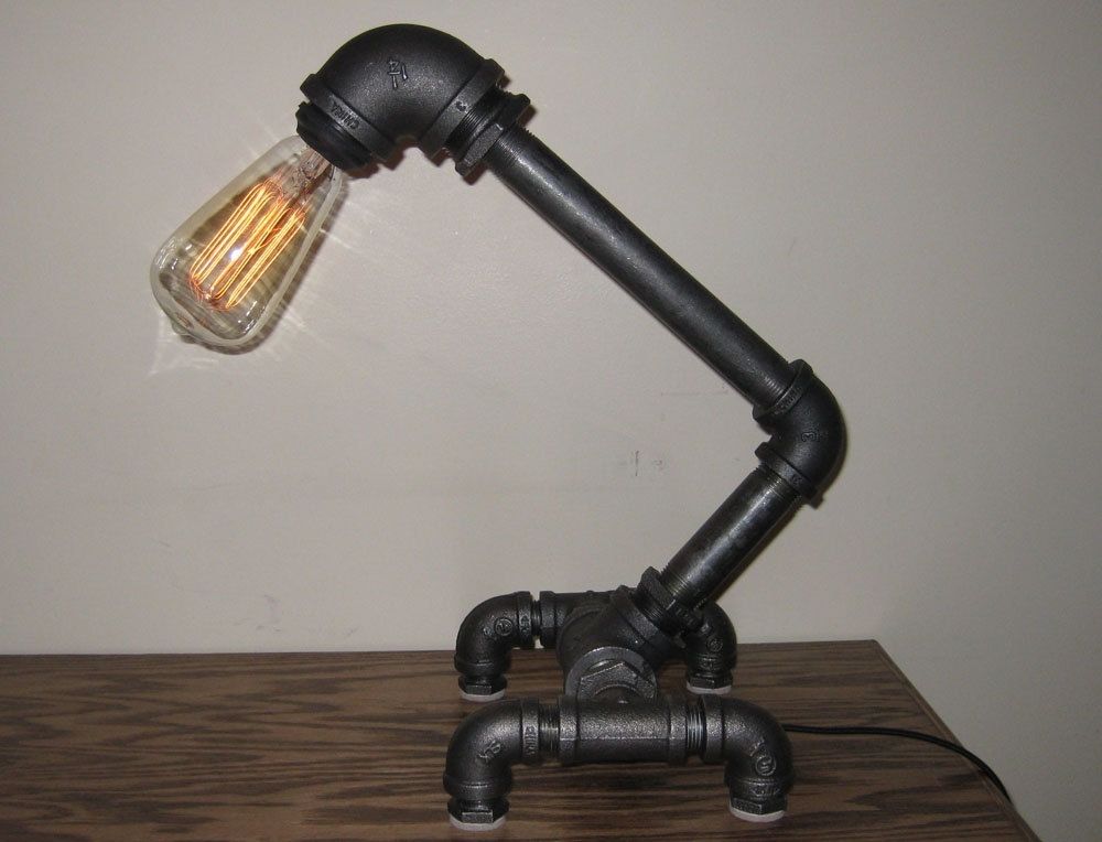 Custom Made Black Metal Pipe Desk Lamp W Touch Dimmer Custom Made Black Metal Pipe Desk Lamp W Touch Dimmer Edison Bulb Included By Milton Douglas Co Custommade Com