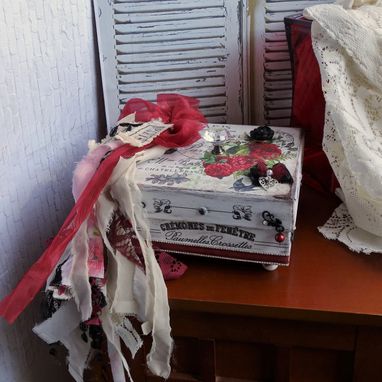 Custom Made Romantic Rose Vintage Style Storage Box French Chic Decor