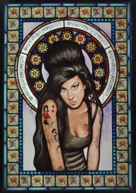 Custom Made Amy Winehouse Stained Glass