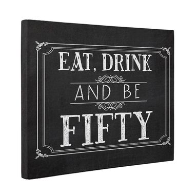 Custom Made Eat Drink And Be Fifty Vintage Chalkboard Canvas Wall Art