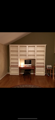 Custom Made 10' Wall Shelving With Base Cabinets