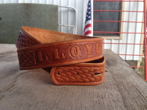 Custom Made Western Basketweave Handtooled Belt Personalized