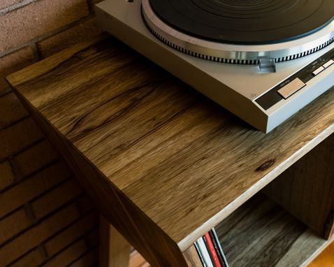 Custom Made Record Player Stand, Premium Solid Wood Vinyl Storage Black Limba