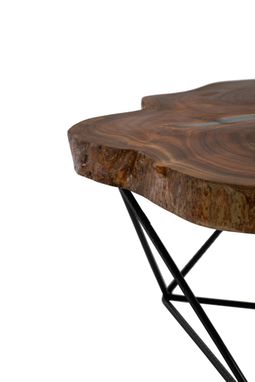Custom Made Live Edge Wood Coffee Table - Mid Century Modern - Handcrafted Furniture