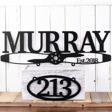 Custom Made Family Last Name Metal Sign, Metal House Number Sign, Airplane Propeller, Aviation Gift