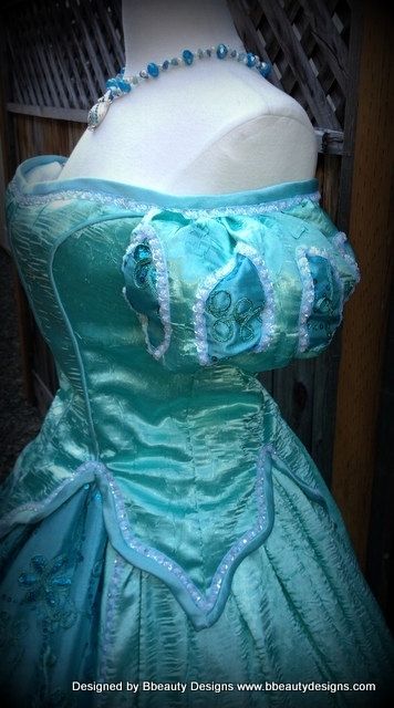 Custom Made Ariel Mermaid Aqua Sea Foam Park Inspired Dress With Beaded ...