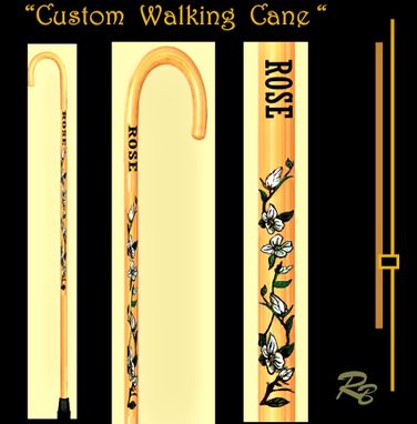 Custom Made Cane, Walking Cane, Custom, Personalized, Hand Painted, Wood Burned