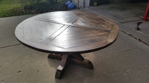 Custom Made Rustic X Base Pedestal Table