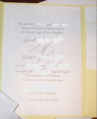 Custom Made Damask Embossed Wedding Invitation- Hand Crafted Paper