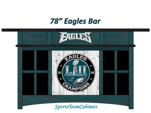Custom Made 78" Philadelphia Eagles Liquor Home Bar Cabinet