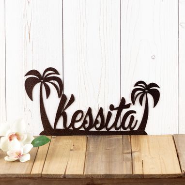 Custom Made Palm Tree Custom Name Sign, Tropical Decor, Palm Tree Wall Art, Metal Sign, Metal Wall Art
