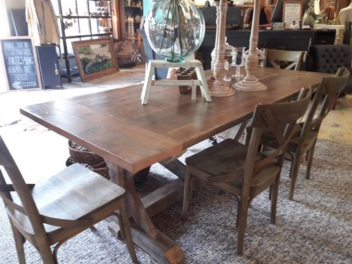 Custom Made Reclaimed Fir And Pine Trestle Table