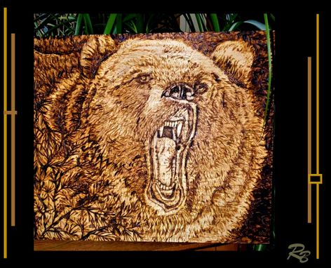 Custom Made Custom Art, Wood Burned, Bear, Hunter, Mens Gift Ideas