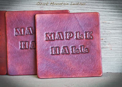 Custom Made Custom Leather Coasters Pick Color And Name To Be Placed On The Front