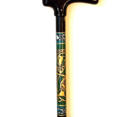 Custom Made Hand Painted Animalistic  Celtic Knotwork Walking Stick