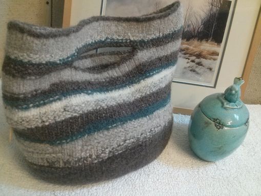 Custom Made Random Trails Handmade Felted Tote With Cell Pocket