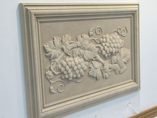 Custom Made Relief Carved Grape Limestone Backsplash Tile Insert