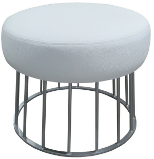 Custom Made Metal Cage Base Ottoman Bench Bianco