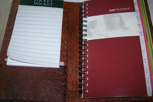 Custom Made Custom Leather Masonic Day Planner In Weathered Color