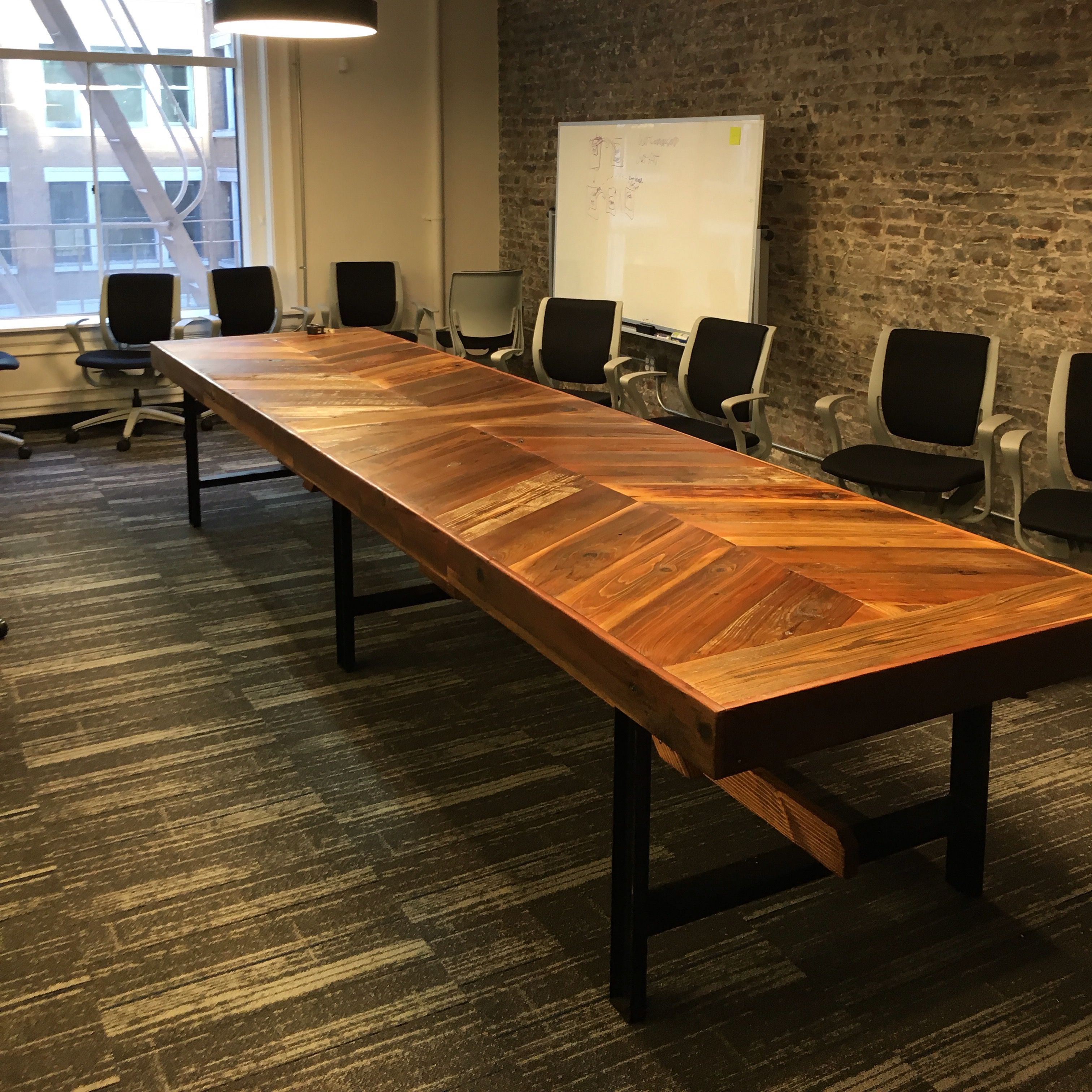 Hand Crafted Reclaimed Wood Chevron Conference Table By Urban